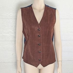Vintage Gloria Vanderbilt 80s Suede & Denim Vest Size M